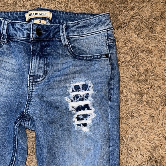 Blue spice distressed patched jeggings - Picture 5 of 9